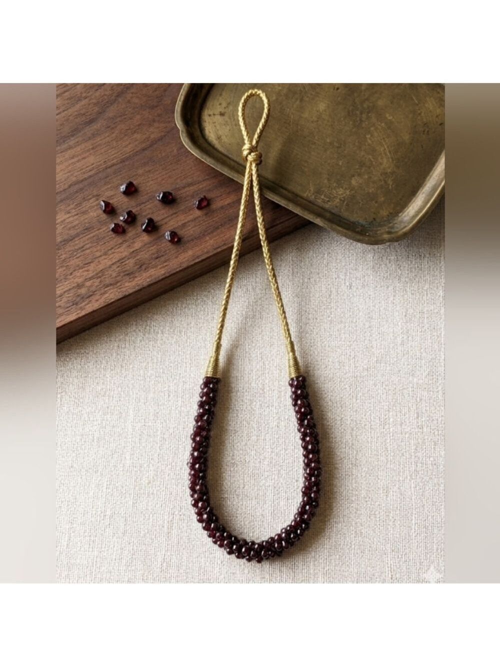 Vintage European Handmade Garnet Bead Necklace - Deep Red Women’s Jewelry . - Picture 5 of 5